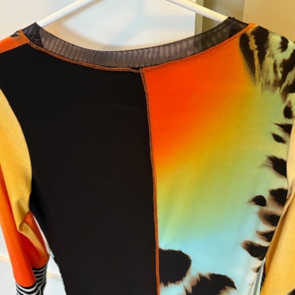 FRANK LYMAN long top/tunic sz US/CAN 4 multicolour animal print ruffled hem - Picture 9 of 15